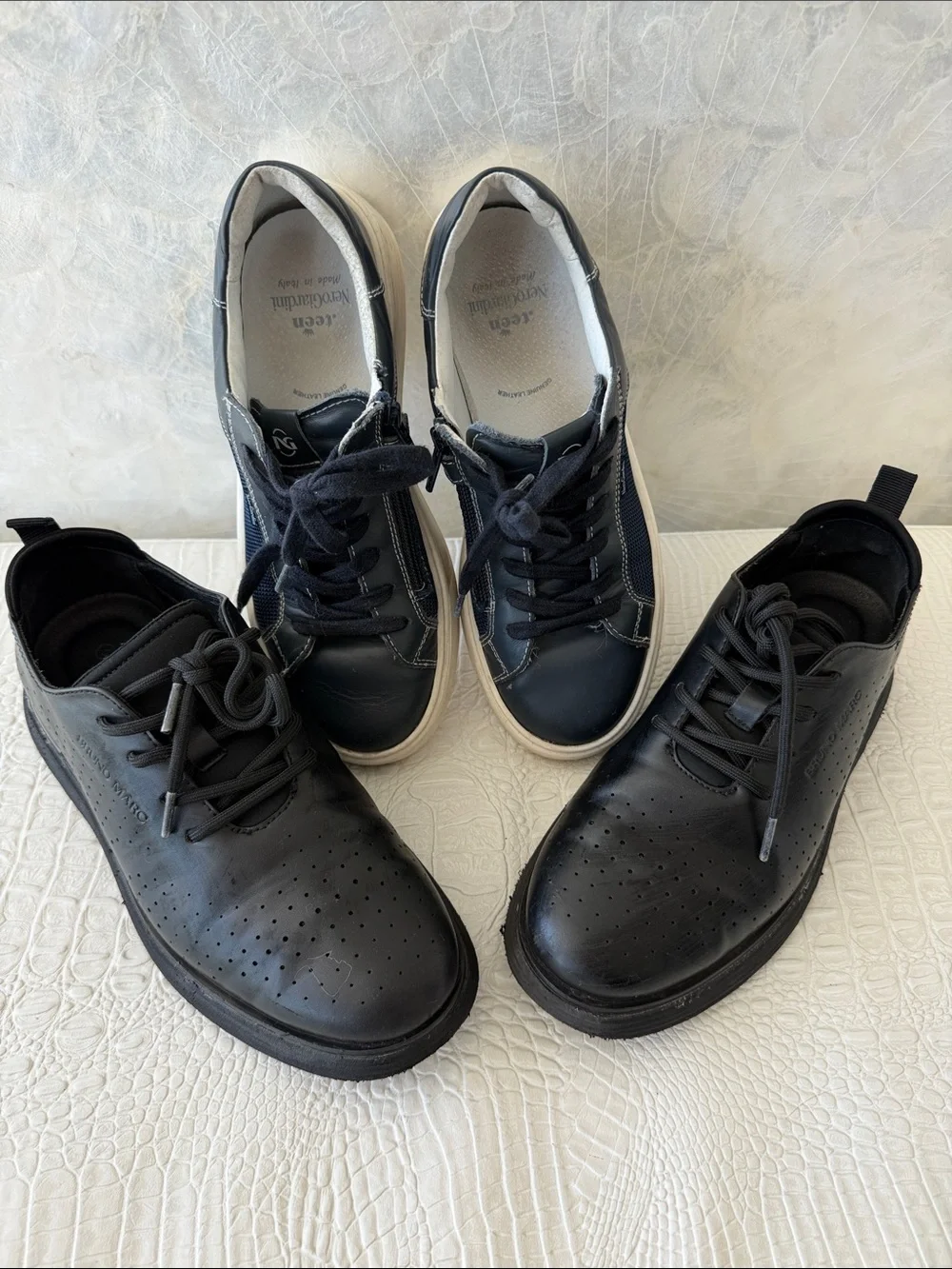 Boys Bruno Marc Two Pairs of Dress shoes/Sneakers - Black ,Navy Sizes 36-37,5